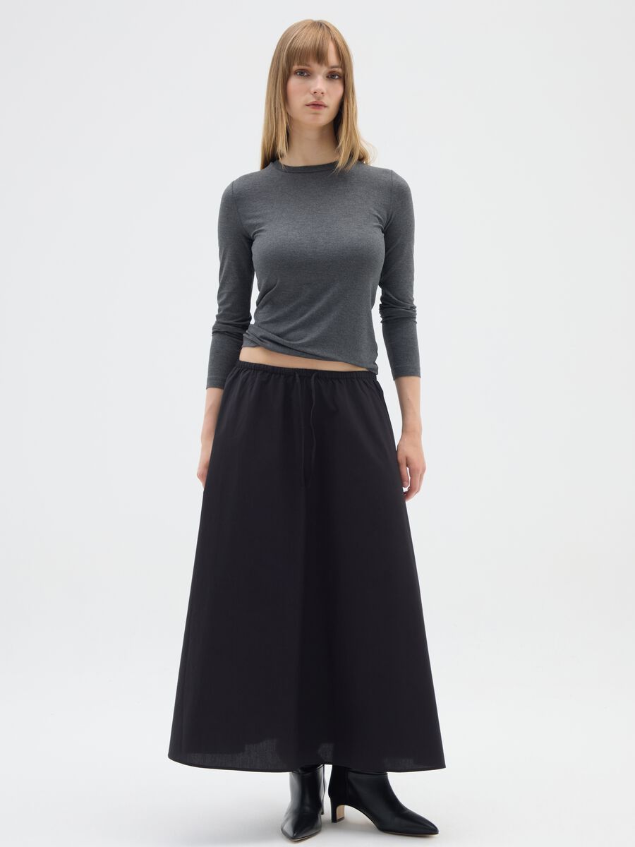 Grey long-sleeve shirt in stretch viscose_1