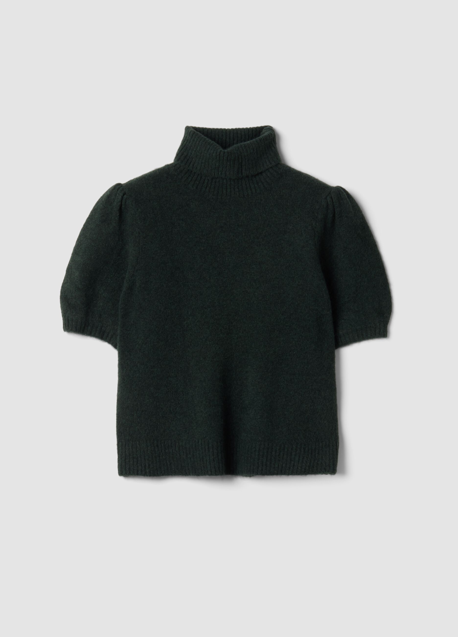 Maglia verde dolcevita in viscosa elasticizzata