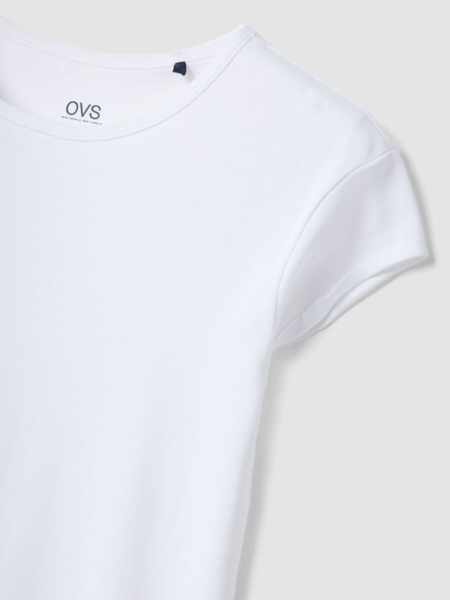 White short-sleeved pure cotton t-shirt regular fit_5