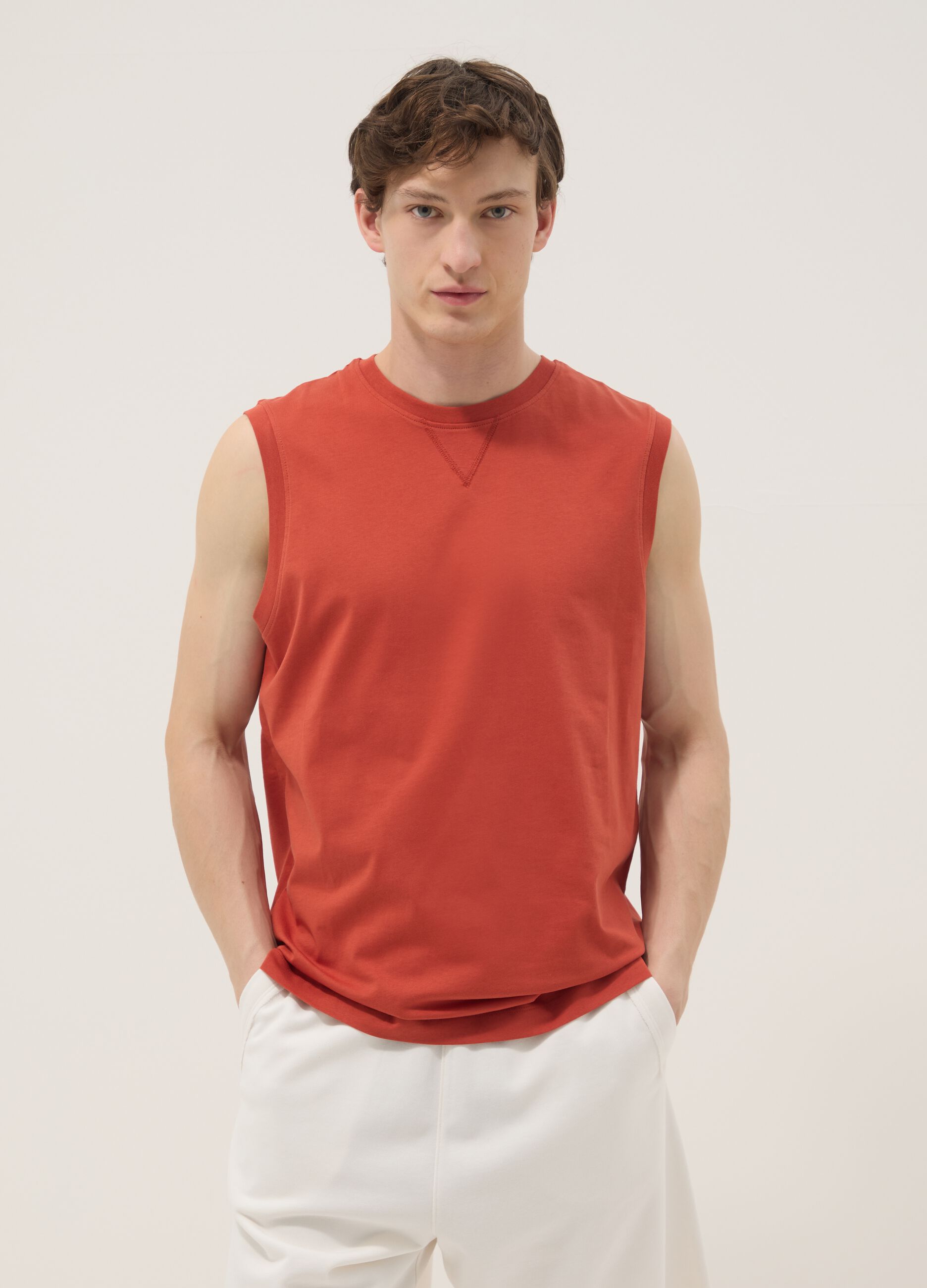 Orange pure cotton vest