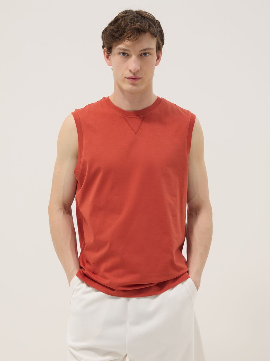 Orange pure cotton vest_1