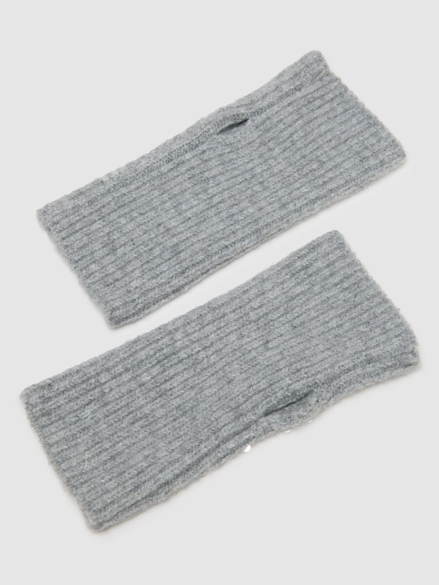 Grey Wrist Warmers with Sequins_1