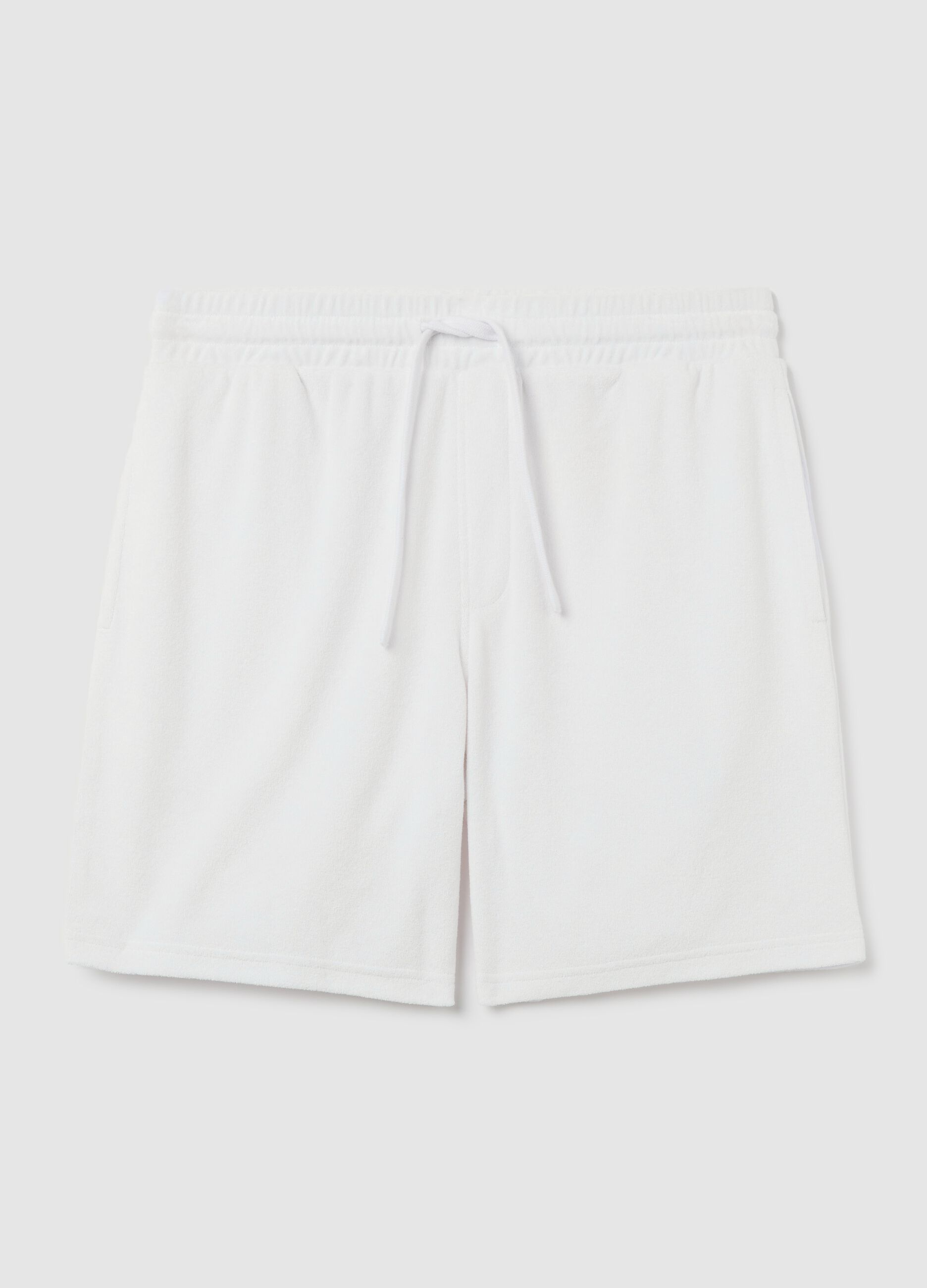 White cotton blend Bermuda shorts