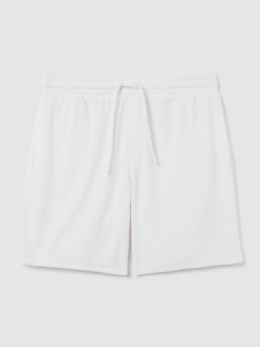 White cotton blend Bermuda shorts_4