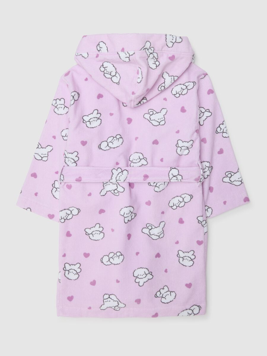 Multicolour pure cotton girl's bathrobe with designs_1