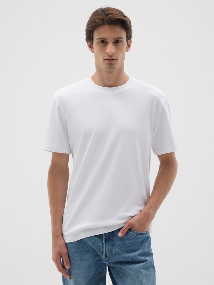 White pure cotton t-shirt relaxed fit_0