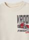Felpa bianca in puro cotone con girocollo e stampa racing over fit_3