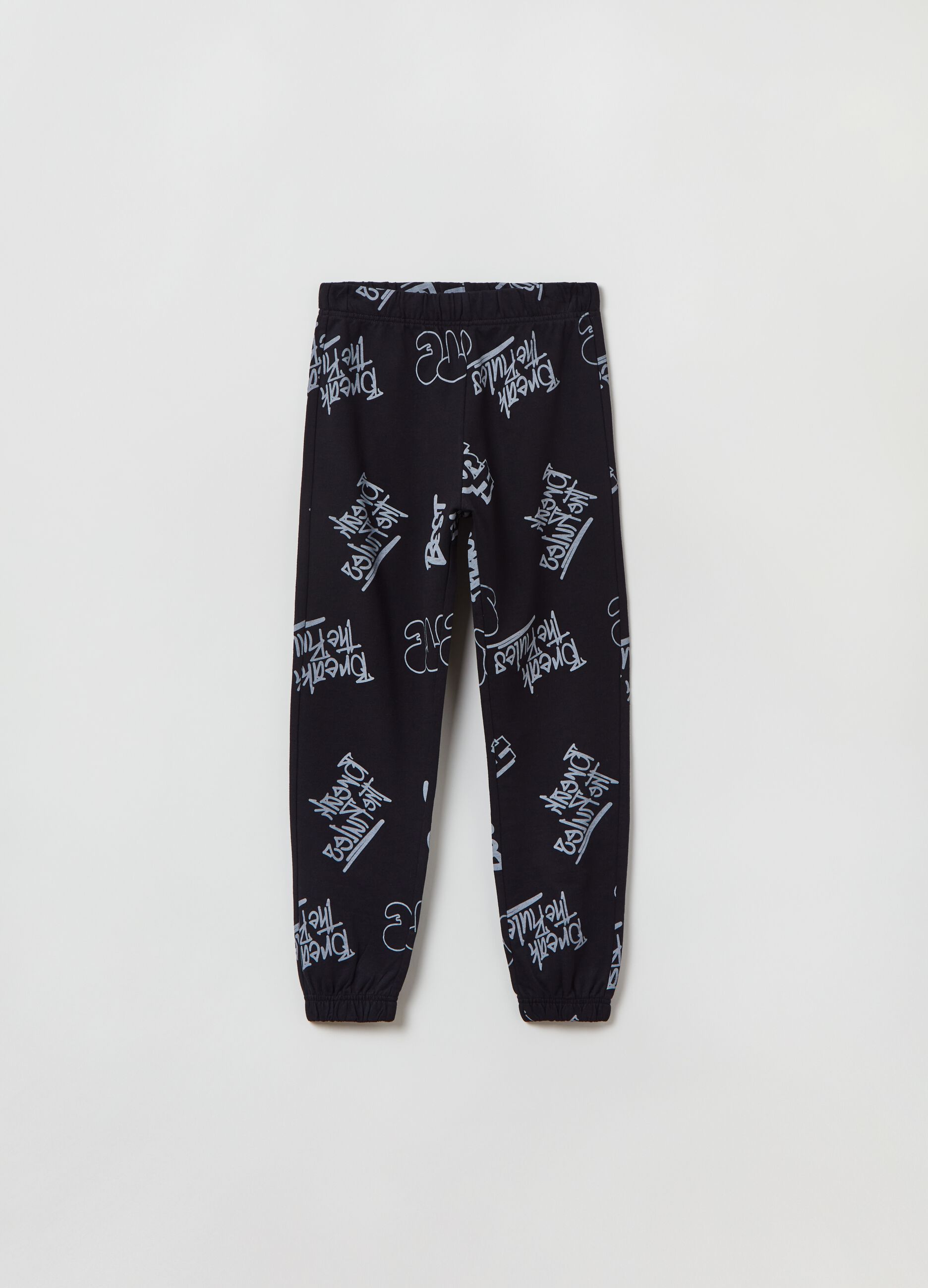 Joggers con profili elasticati e stampa _0
