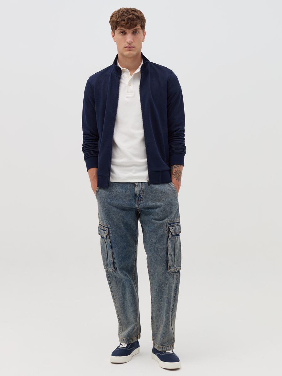Full-zip sweatshirt in French terry with high neck_1