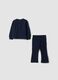 Blue stretch cotton set with crew neck_1