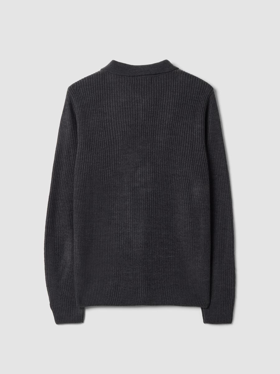 Blue ribbed long-sleeve polo shirt_2