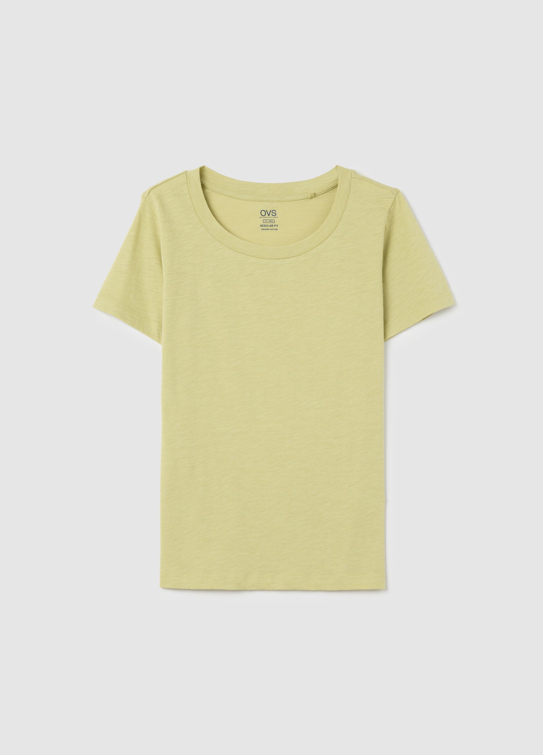 T-shirt da donna in puro cotone verde regular fit