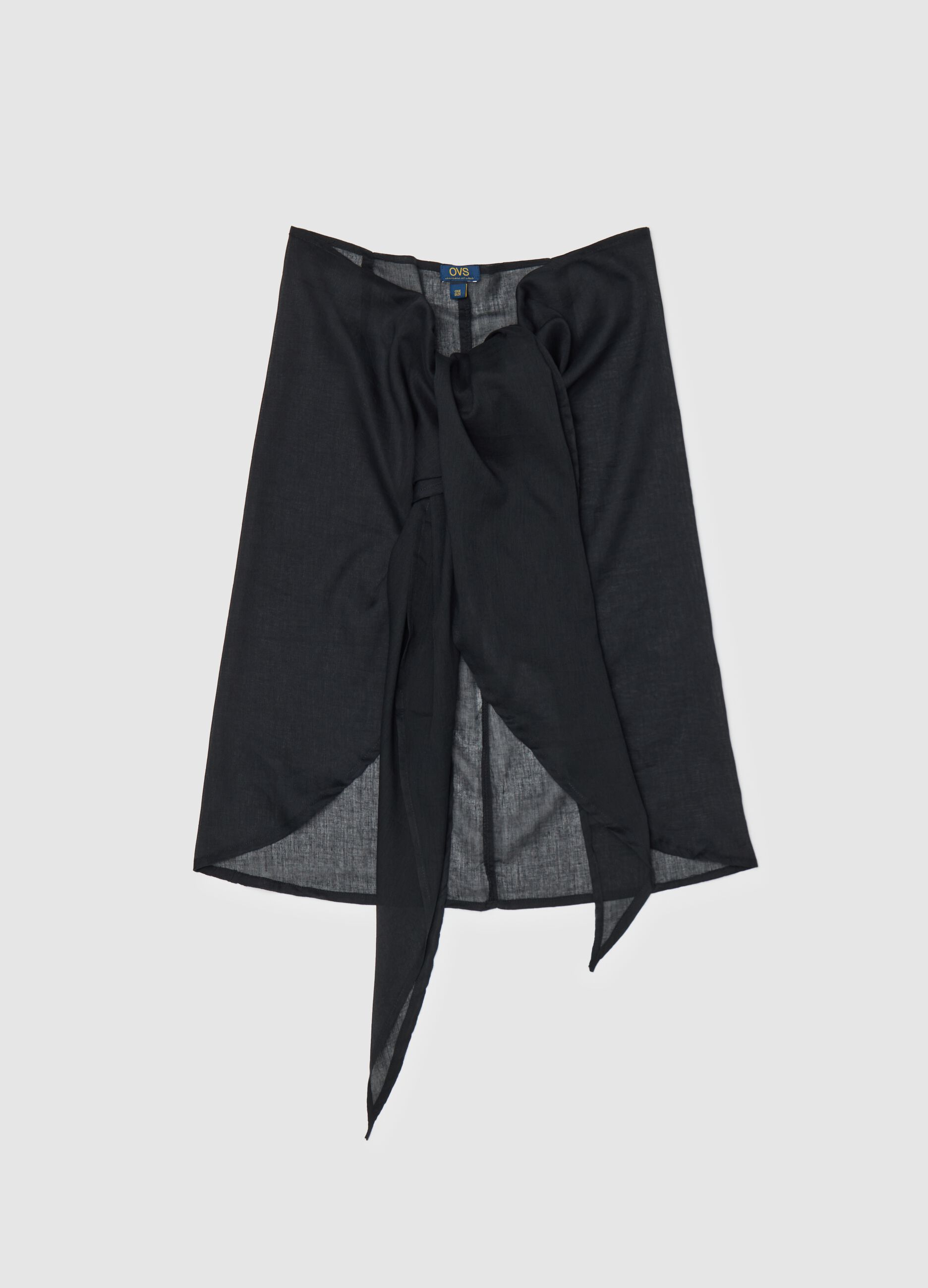 Women's black beach cover-up in 100% cotton with regular fit