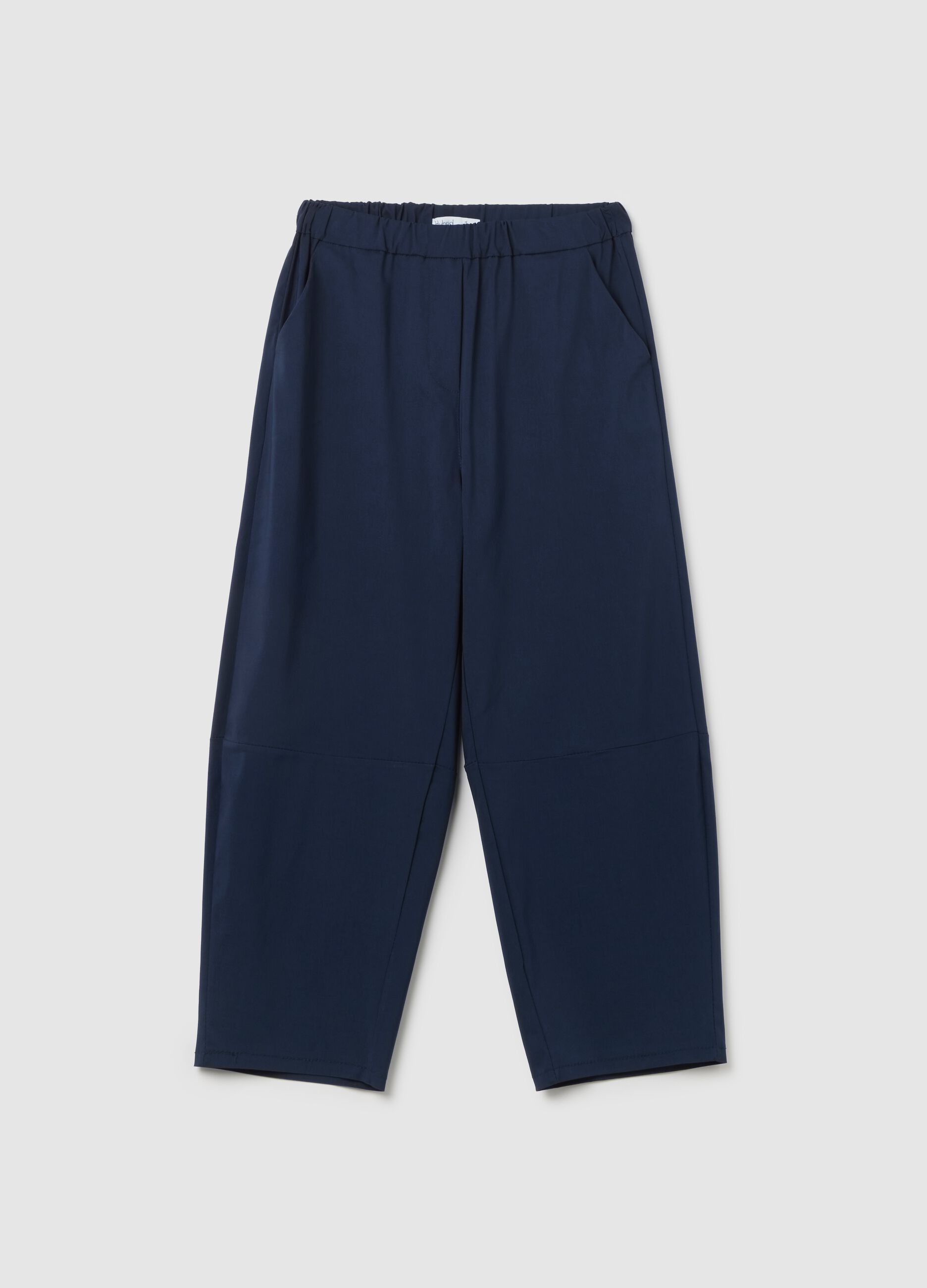 Women's blue regular fit stretch fabric trousers