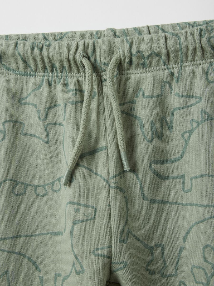 Green pure cotton children's trousers regular fit with prints_2