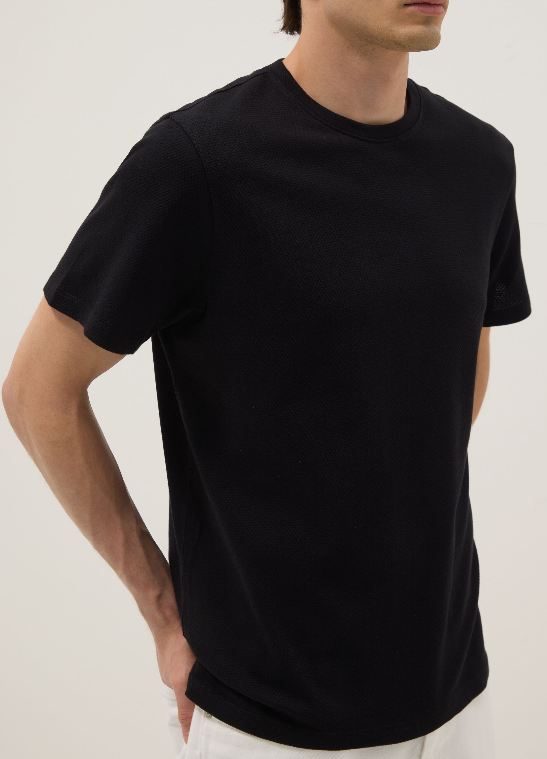 Black pure cotton short-sleeve T-shirt