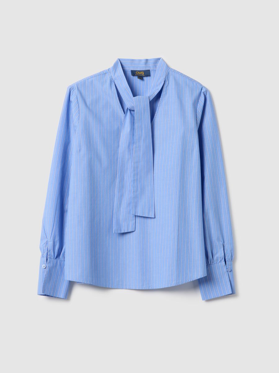 Multicolour striped shirt in pure cotton regular fit with band collar_4