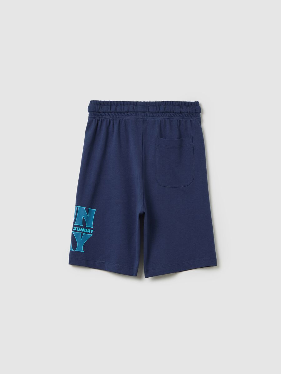 Boys' shorts in 100% blue cotton with regular rise_1
