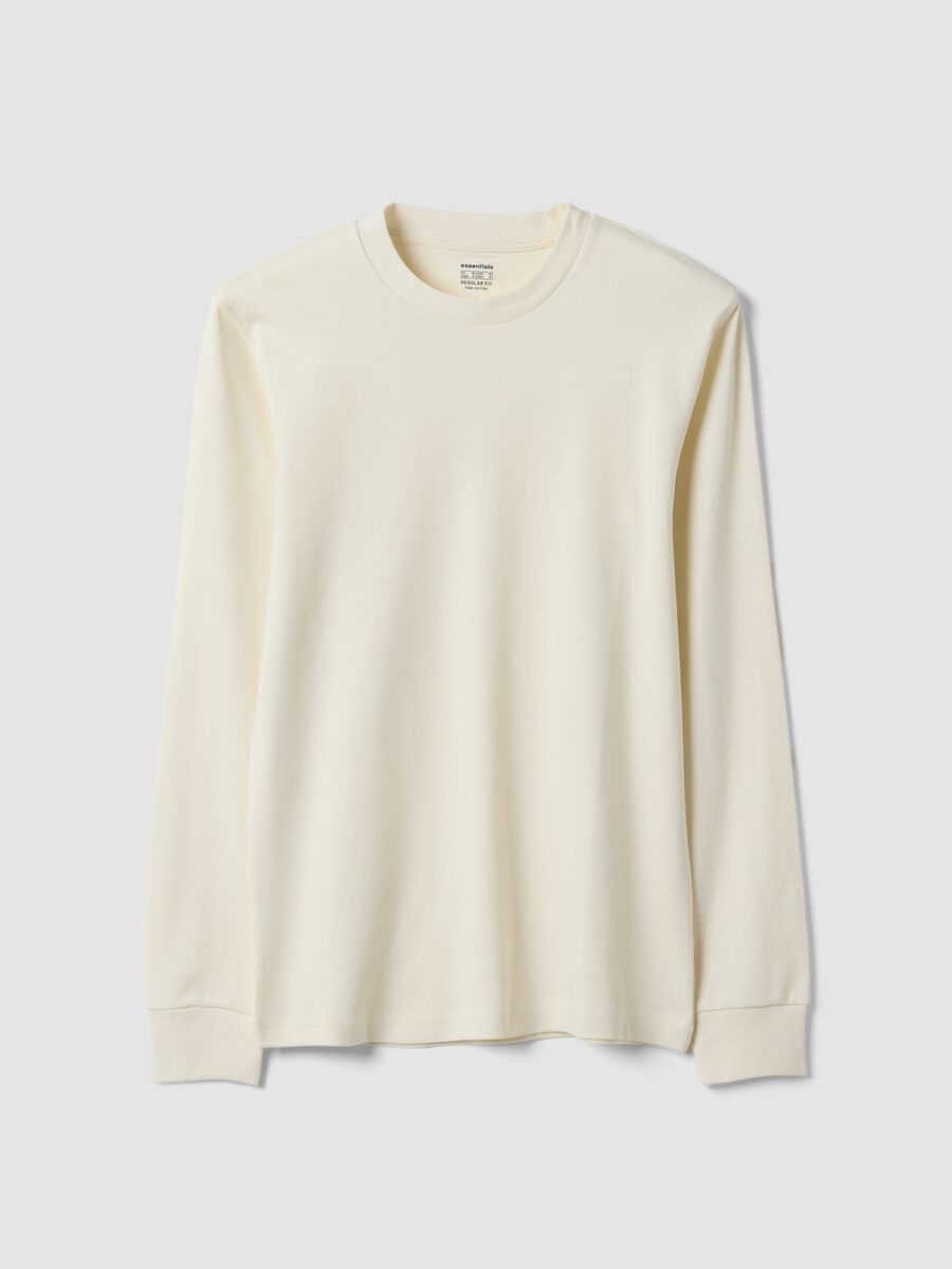 T-shirt bianca in puro cotone girocollo regular fit_0