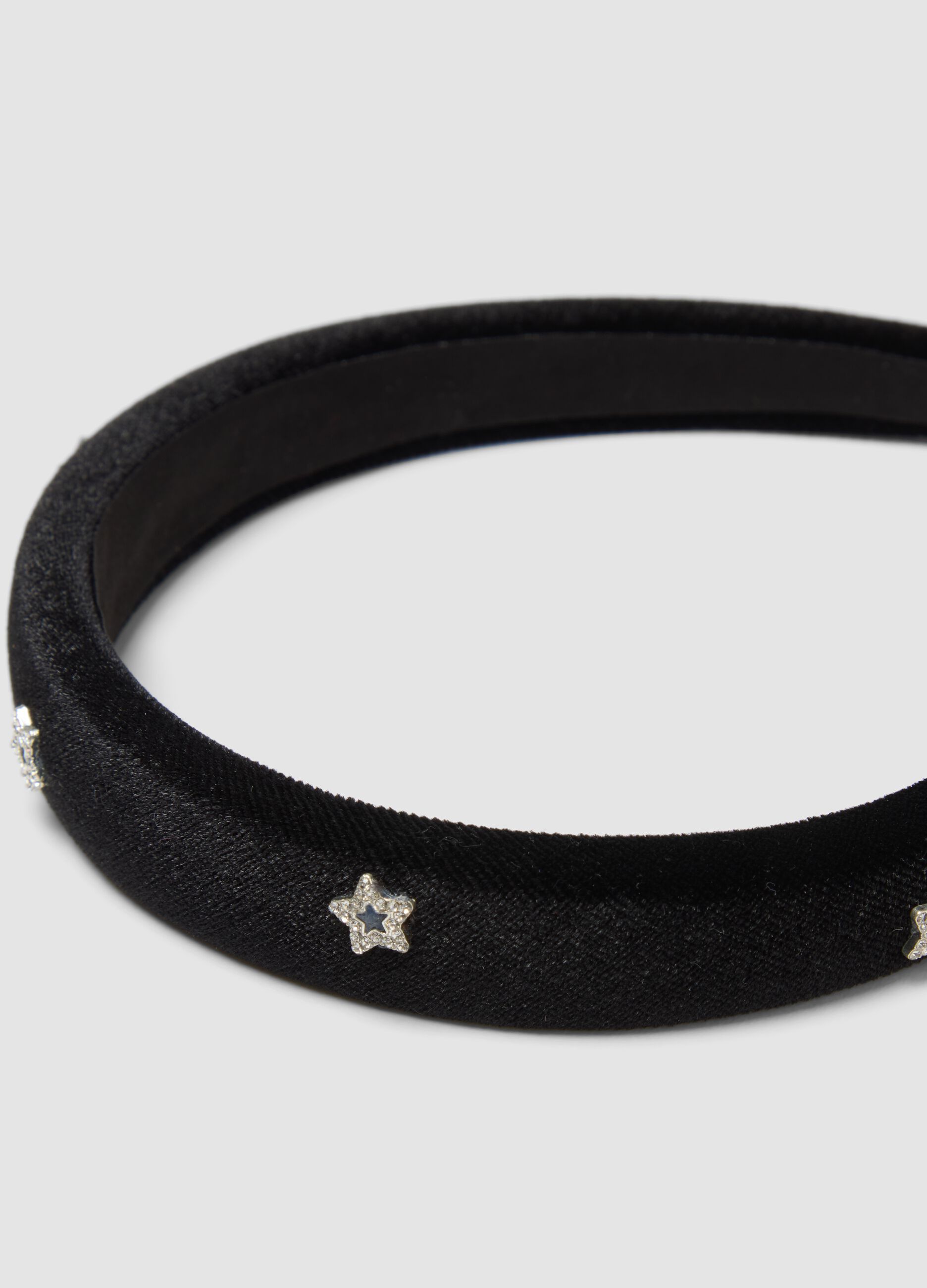 Black headband with applied star details for girls