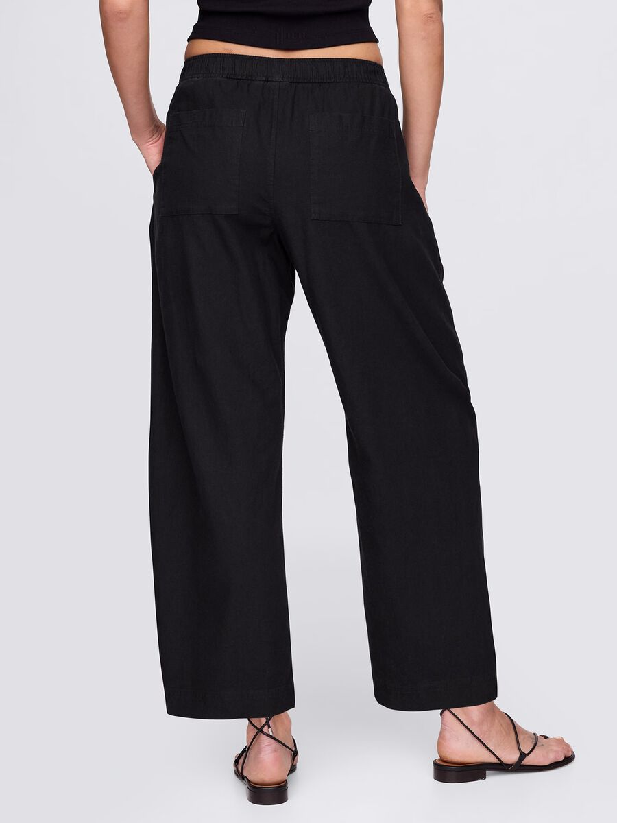 Black wide trousers in linen and viscose_2