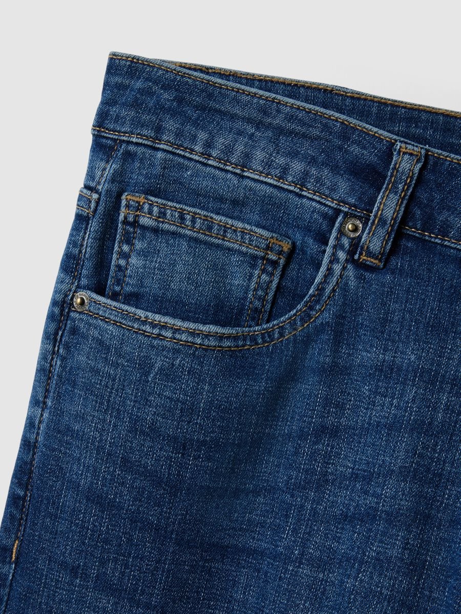 Blue Stretch Denim Slim Fit Cotton Jeans_5