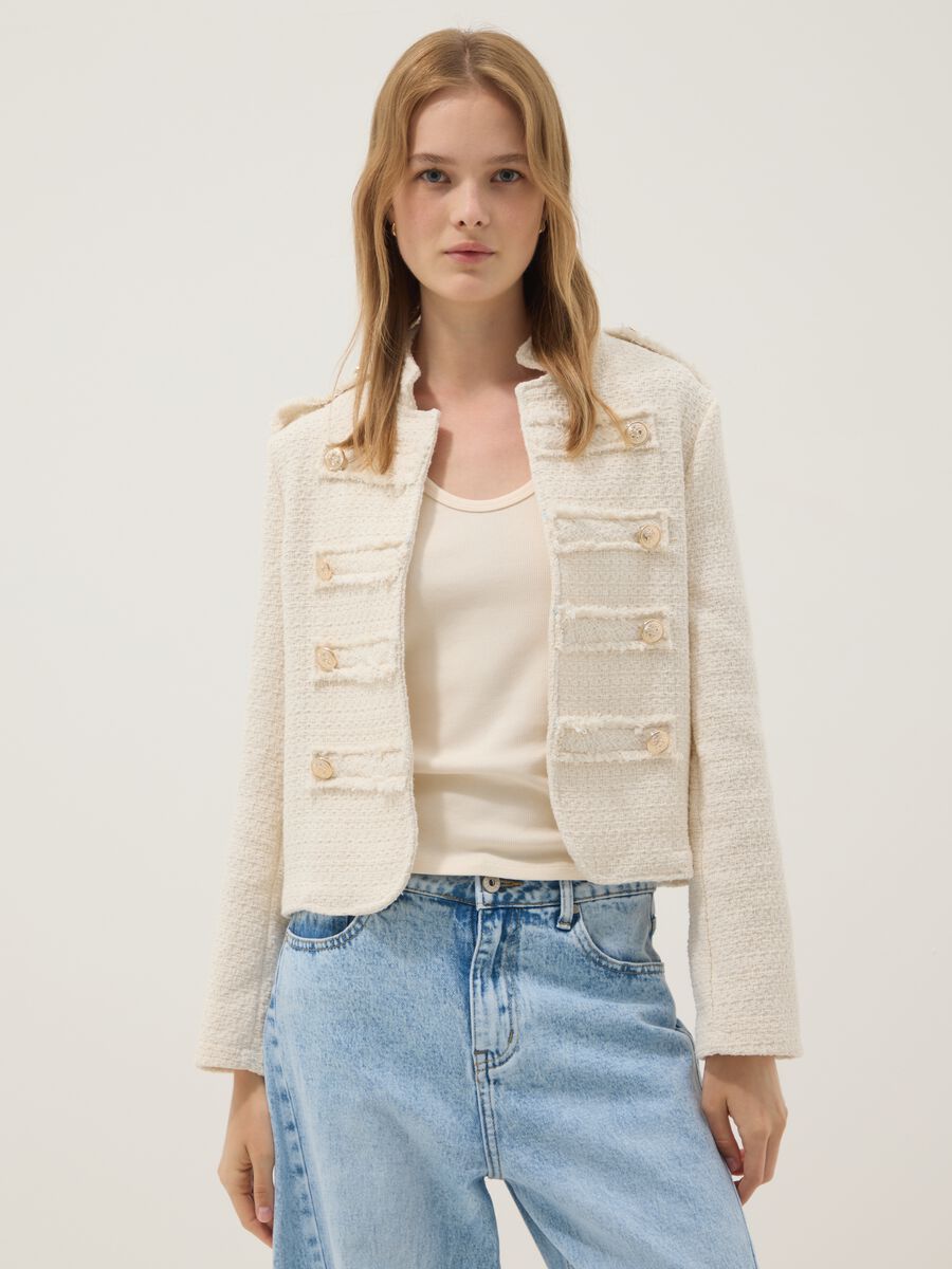 Beige cotton and viscose blend jacket_1