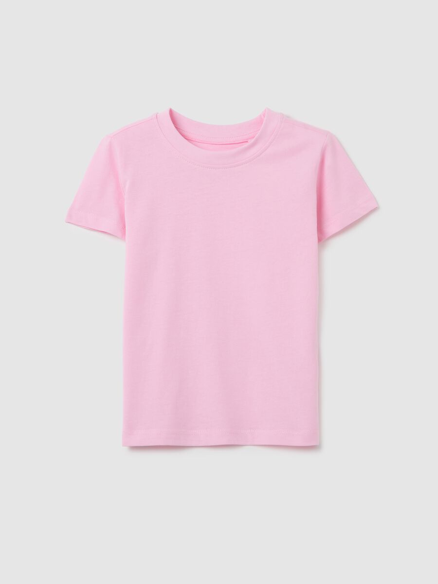 T-shirt da bambina in puro cotone rosa regular fit_0