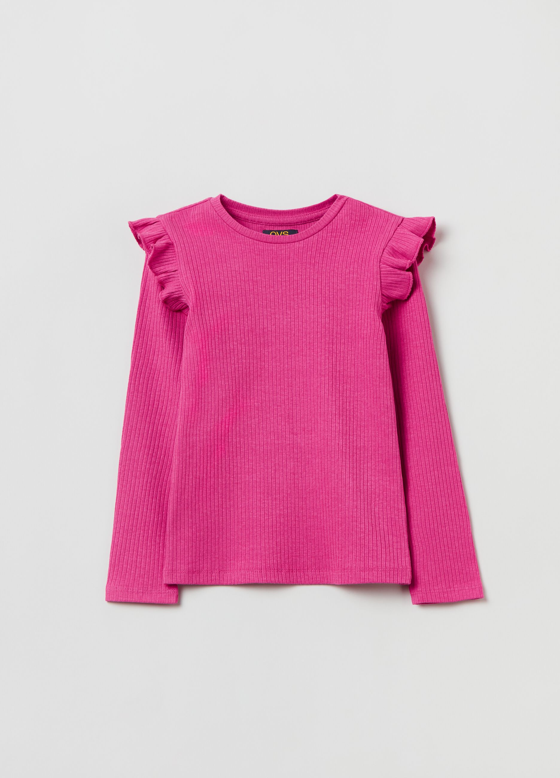 T-shirt maniche lunghe a costine_0