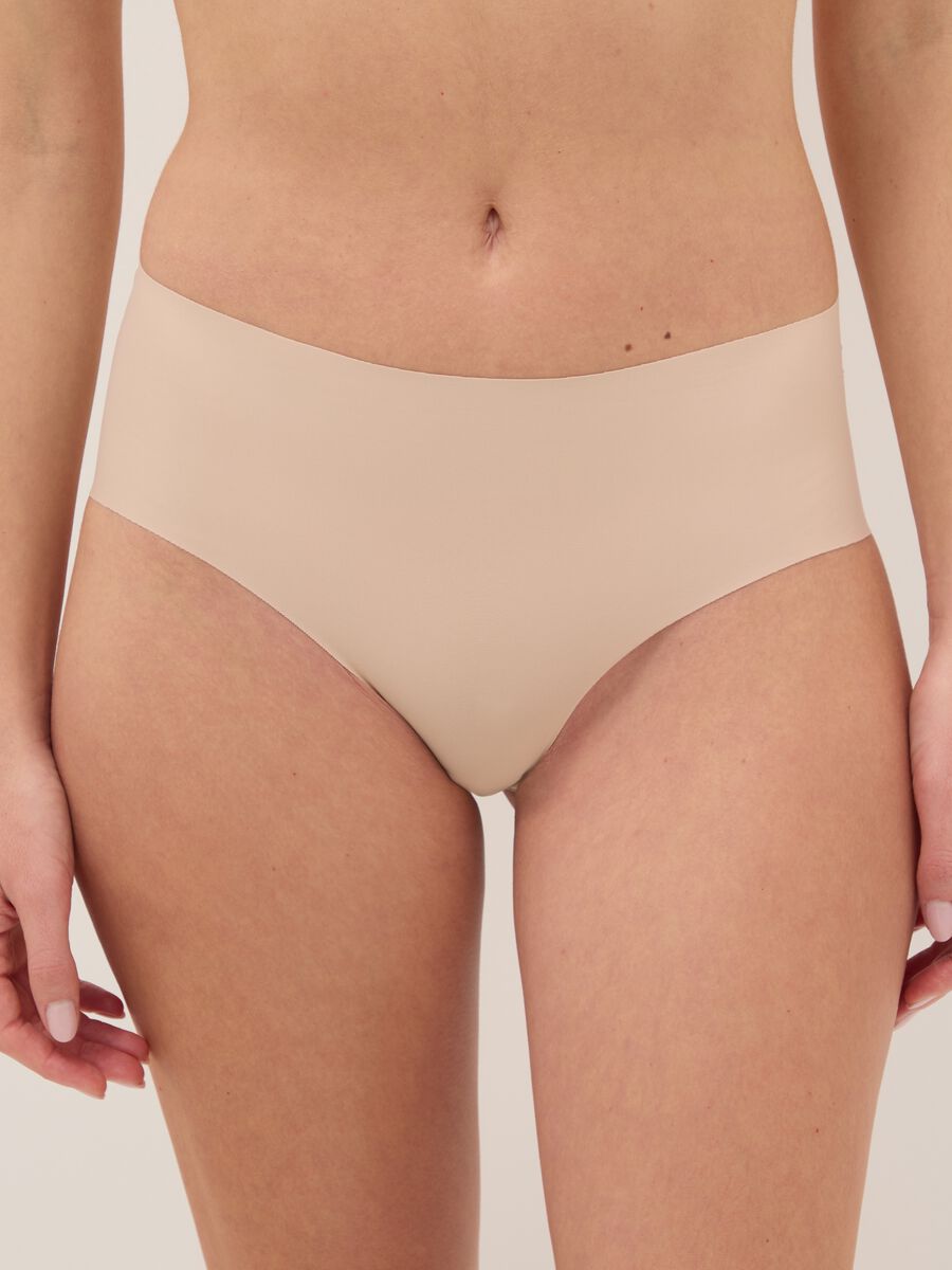 Beige stretch lace high-waisted briefs_1