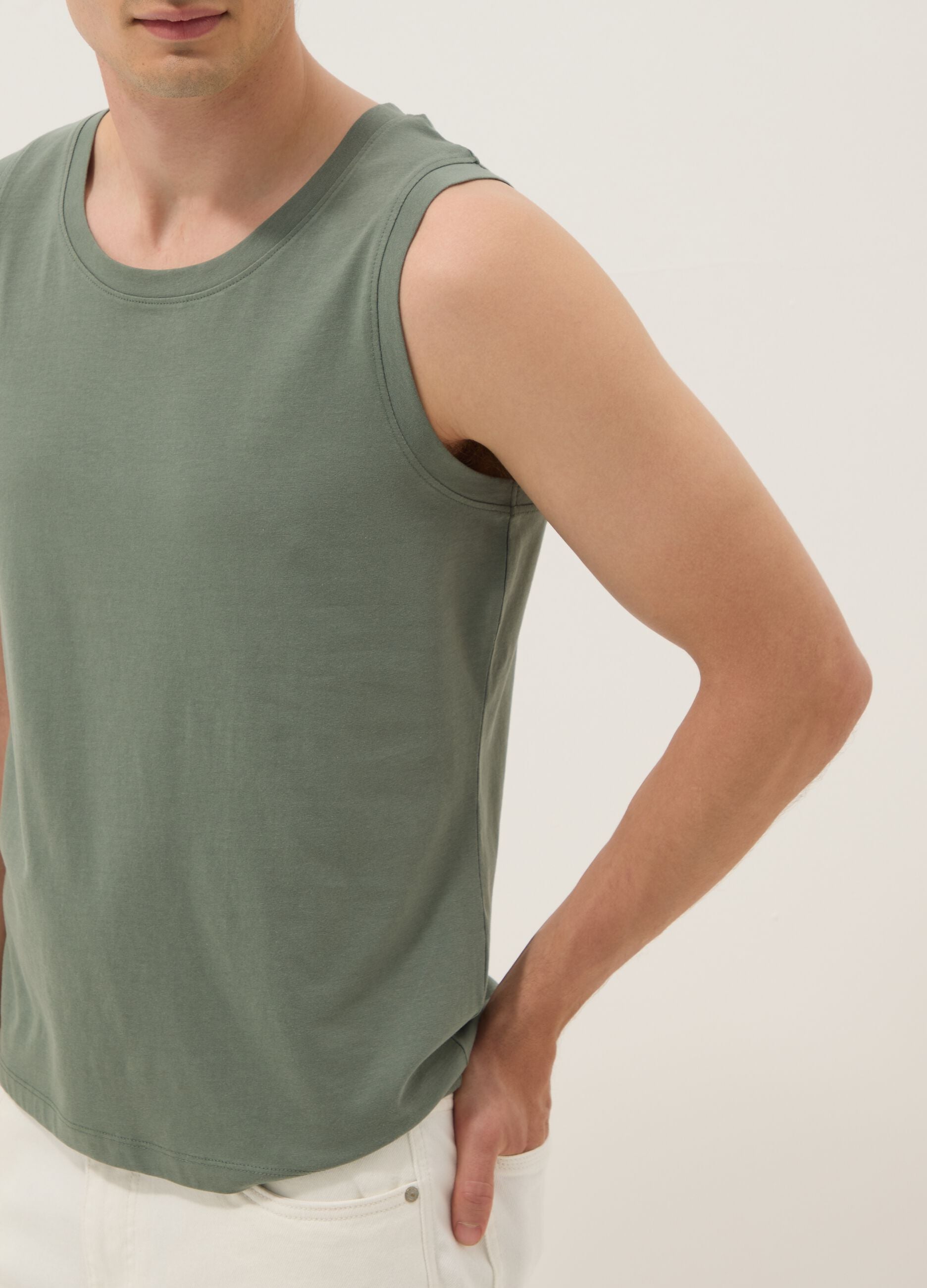 Green pure cotton tank top