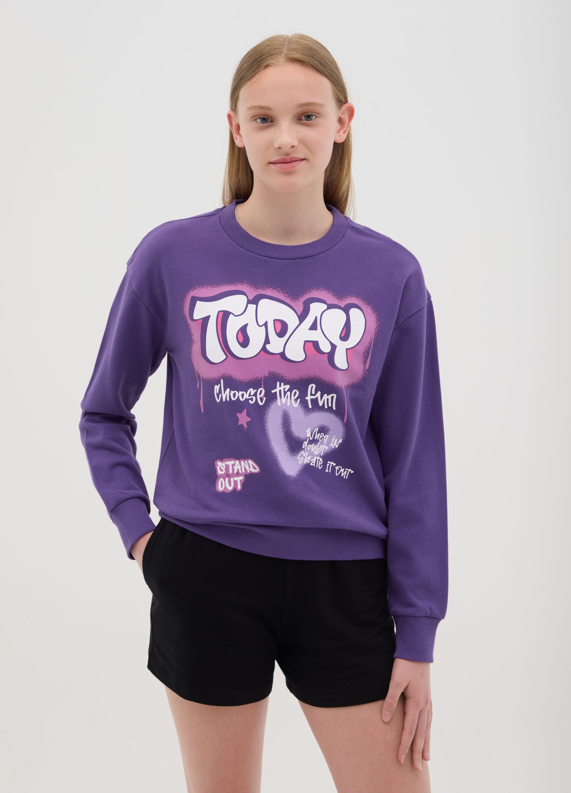 French terry sweatshirt with graffiti print