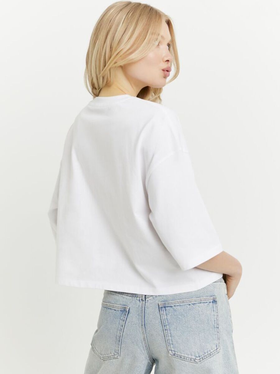 T-shirt bianca in puro cotone con stampa_1