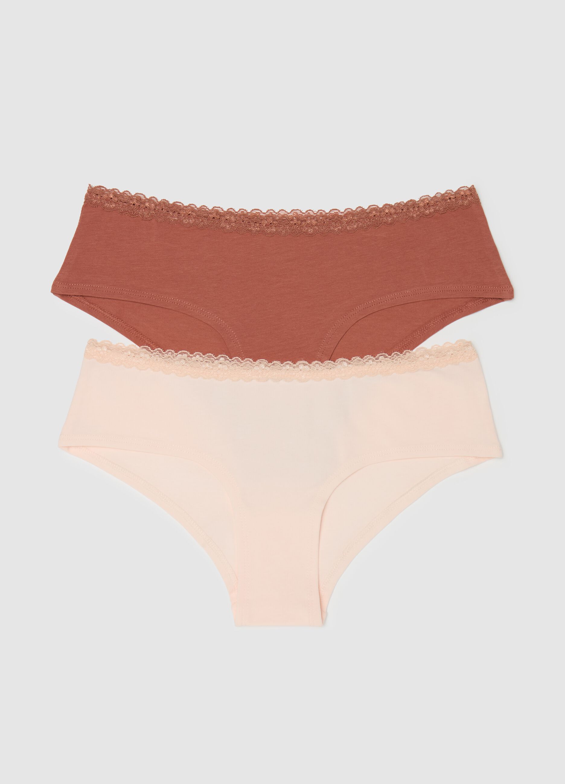 Two-pack French knickers with lace trim