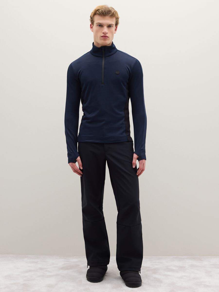 Blue and black high-collar sweatshirt, regular fit with half zip_1