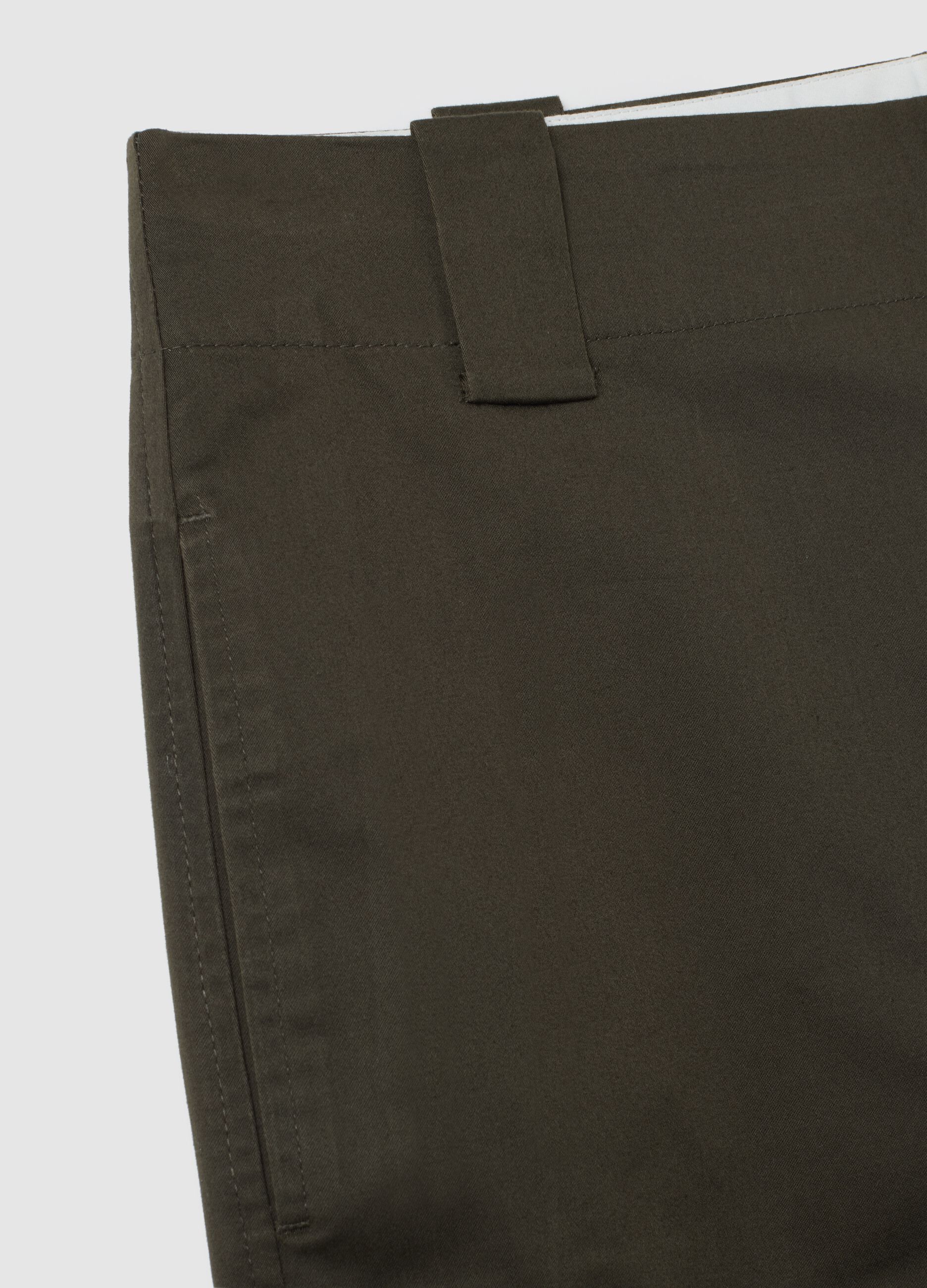 Brown regular fit stretch cotton trousers