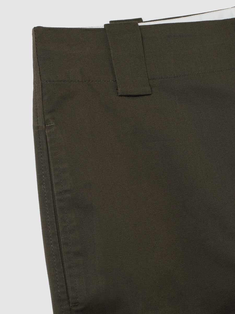 Brown regular fit stretch cotton trousers_5