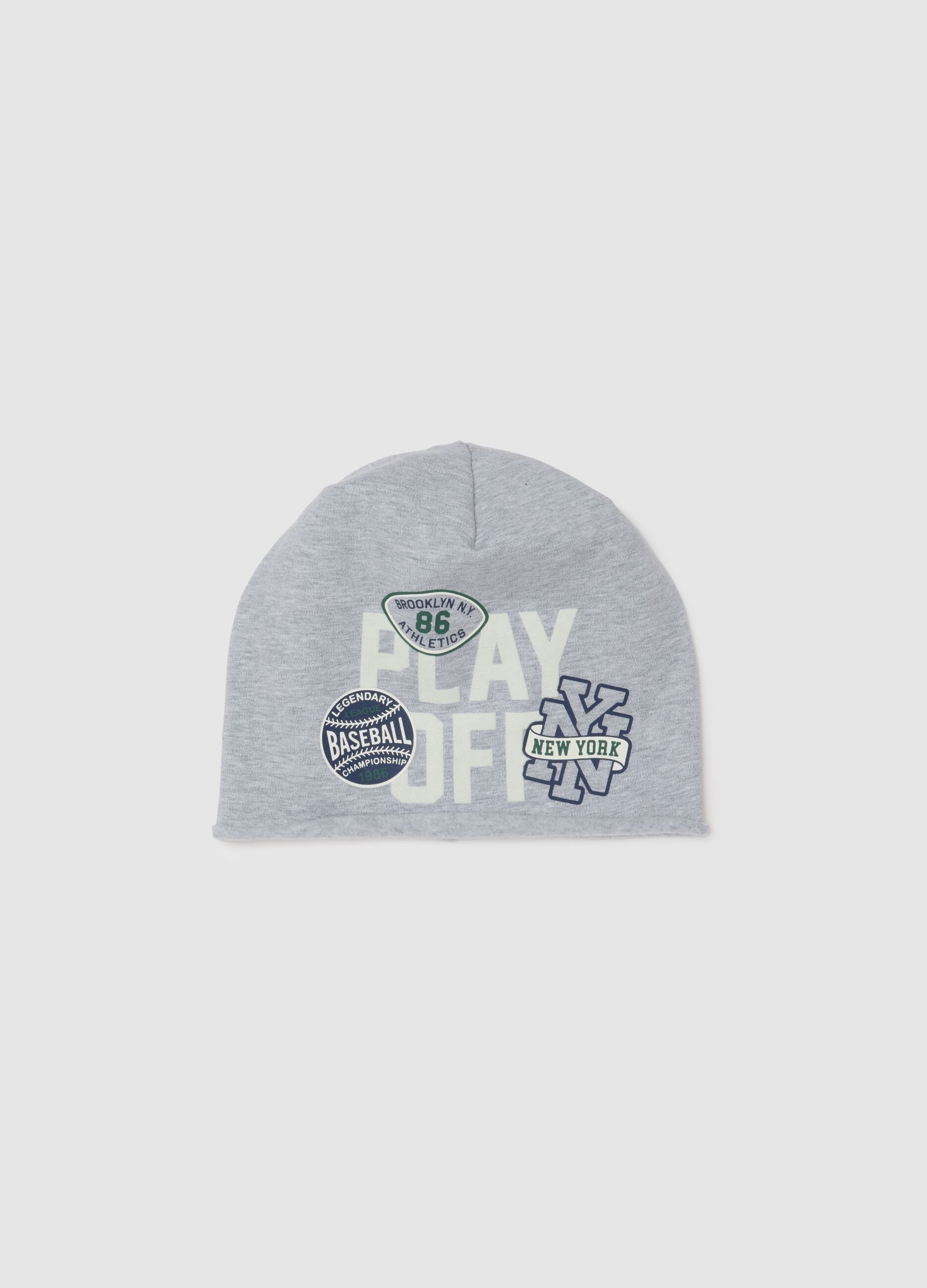 Grey stretch cotton boys' hat