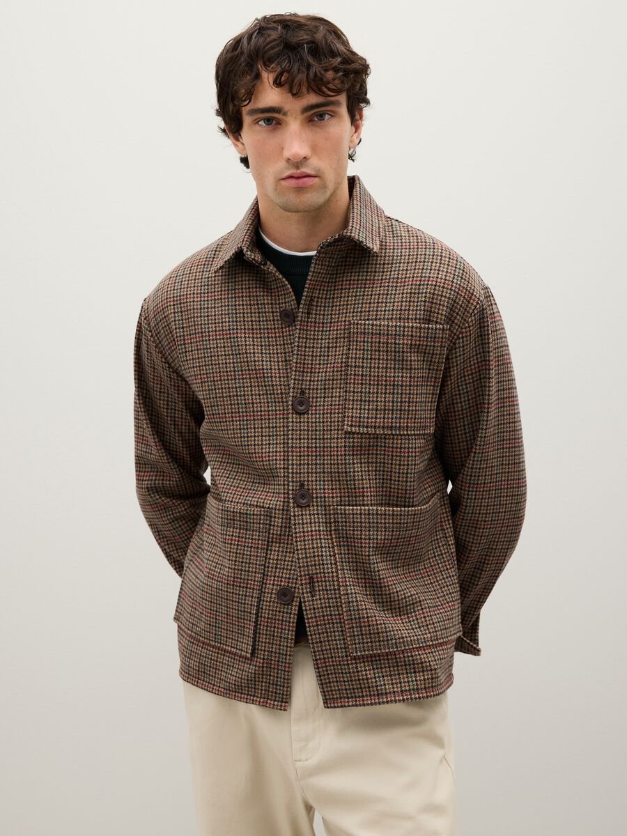 Brown Check Jacket with Zip_1