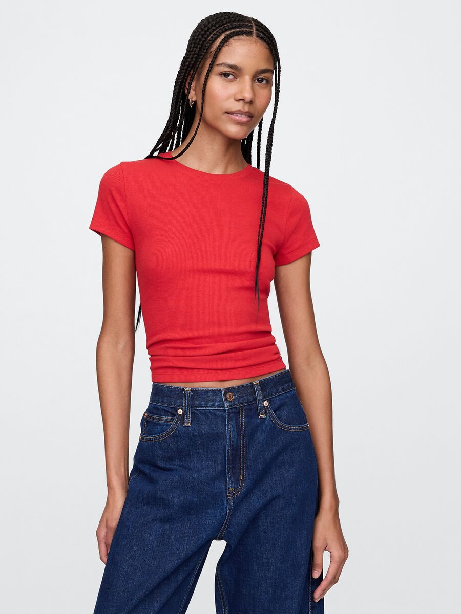 Slim-fit T-shirt in ribbed cotton_0