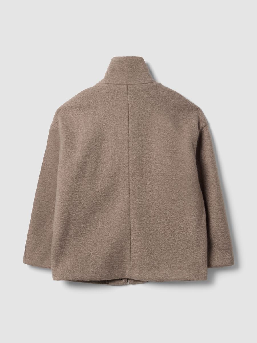 Giacca beige regular con collo alto e tasche applicate_5