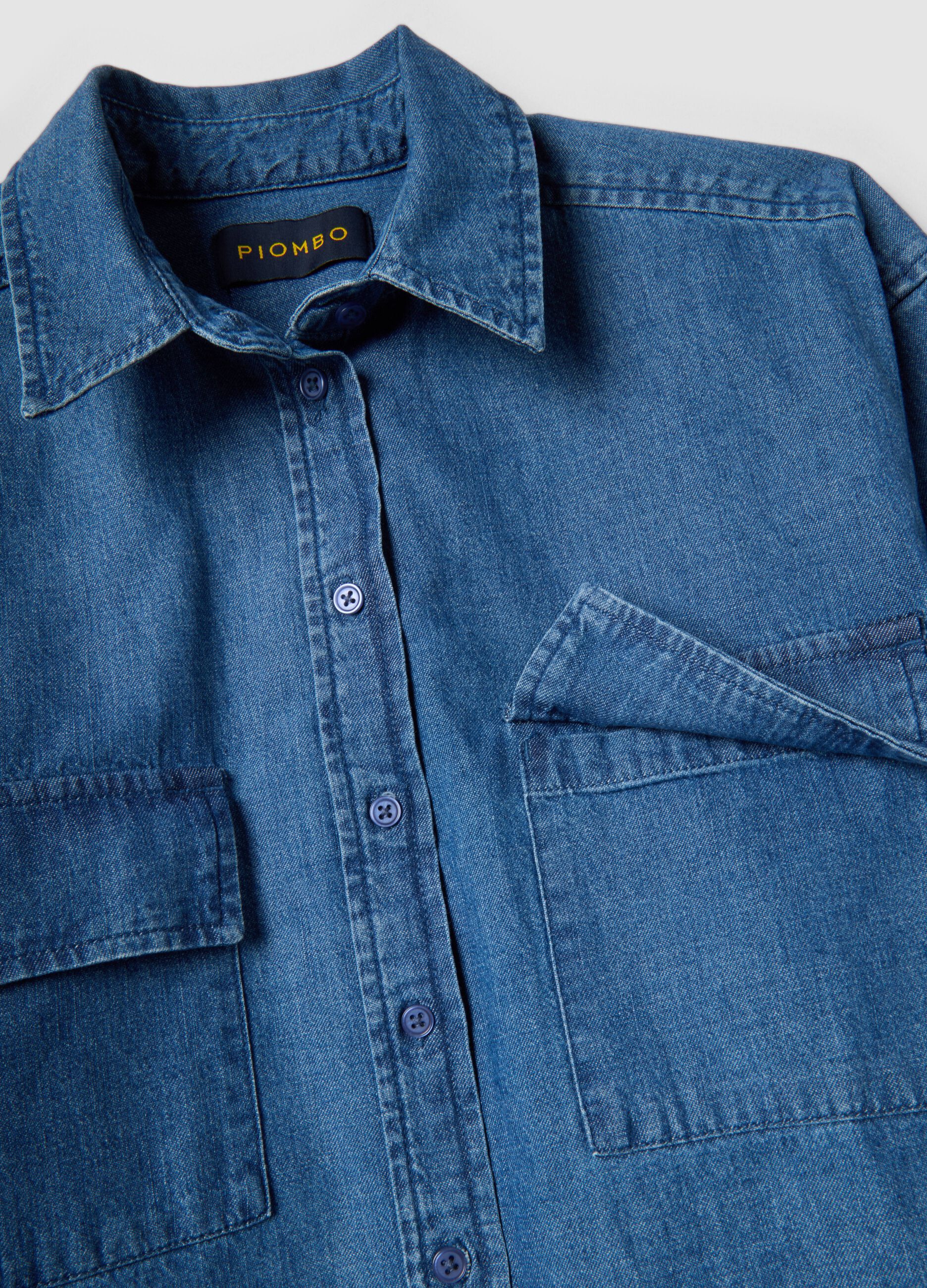 Camicia in puro cotone denim blu regular fit