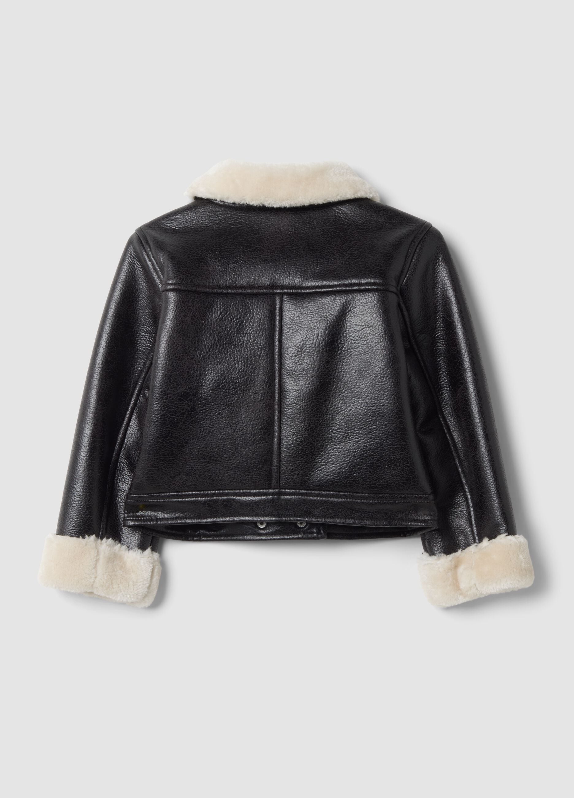 Black faux-leather stretch jacket