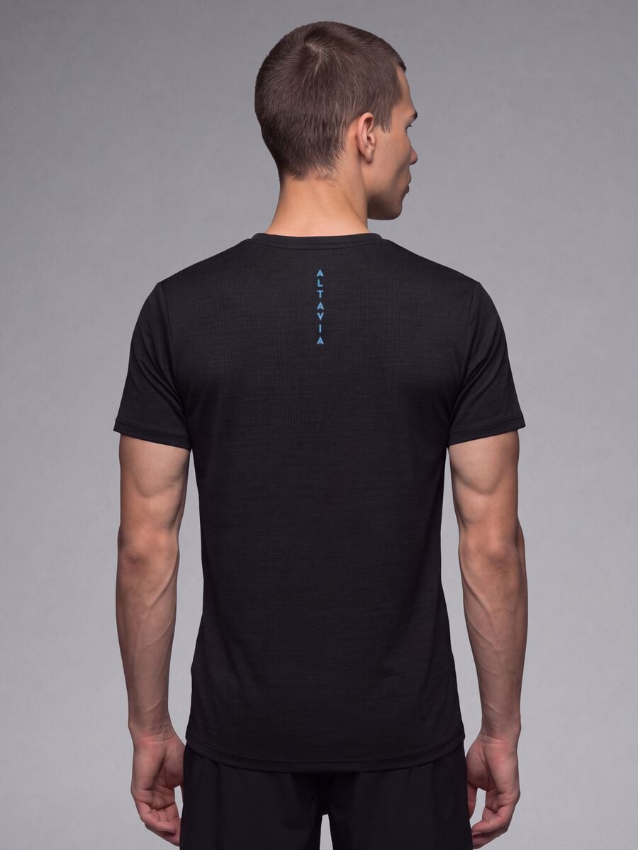 T-shirt traspirante nera girocollo slim fit ALTAVIA RUNNING_3