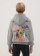 Grey hooded sweatshirt in cotton blend with One Piece print, oversized fit_1
