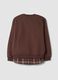 Brown cotton-blend sweatshirt with shirt-effect insert, regular fit_2