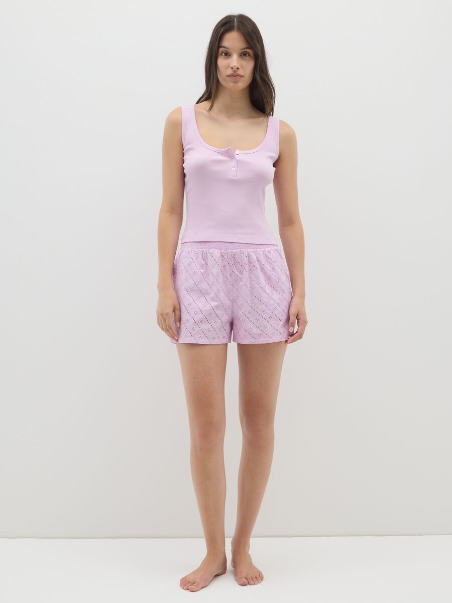 Completo pigiama estivo da donna in puro cotone rosa regular fit_0