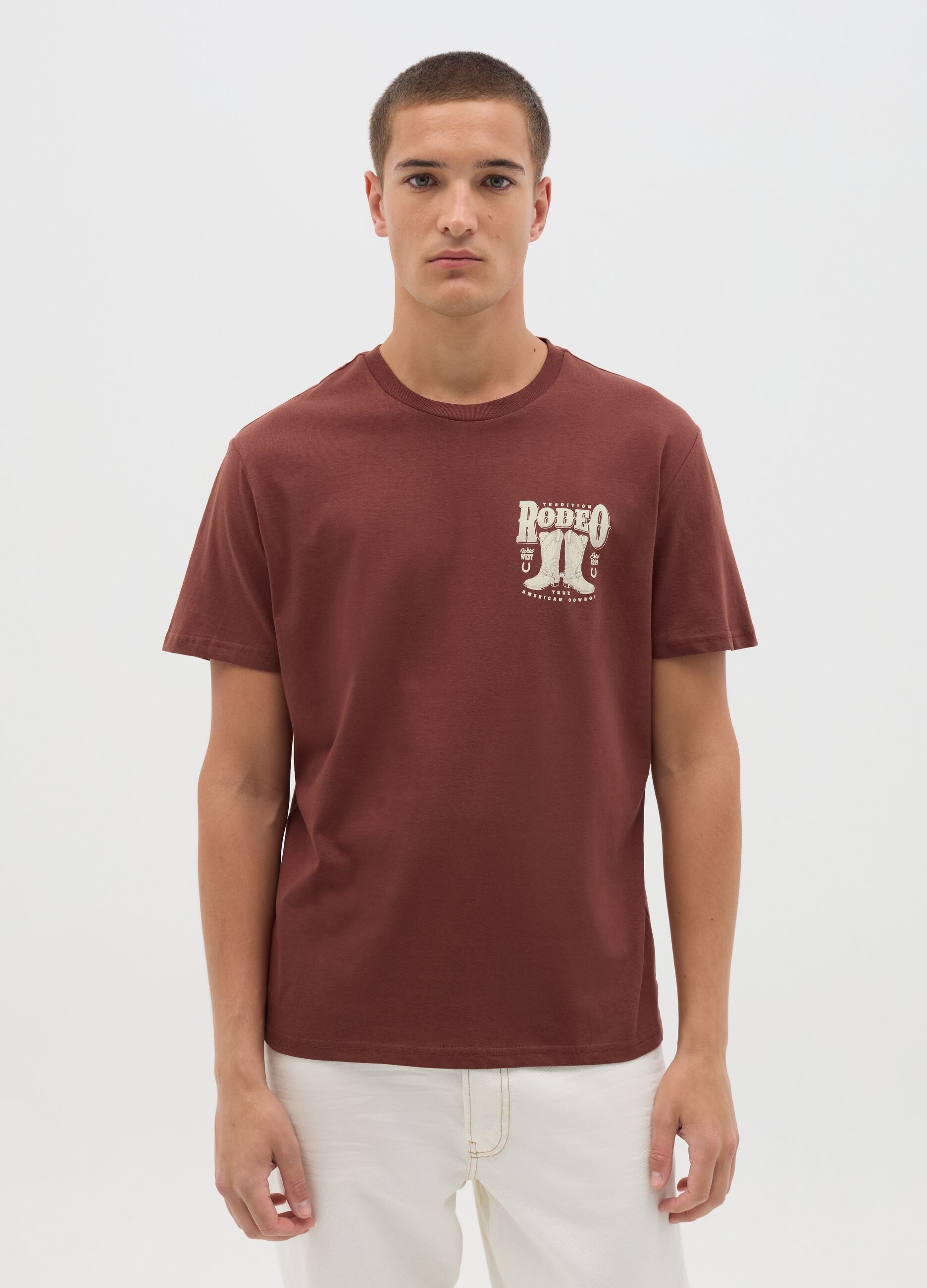 Brown Ovs Cotton Short Sleeve T-shirt