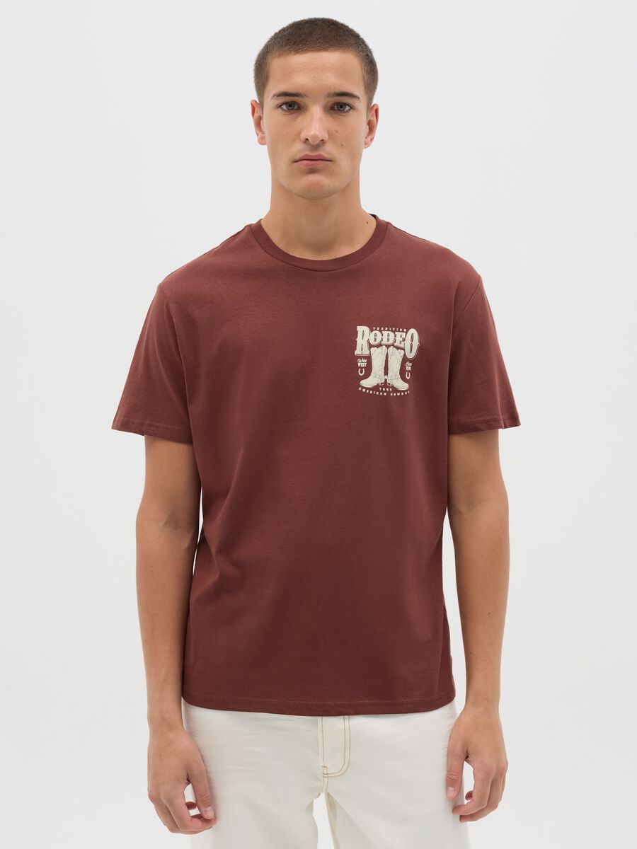 Brown Ovs Cotton Short Sleeve T-shirt_0