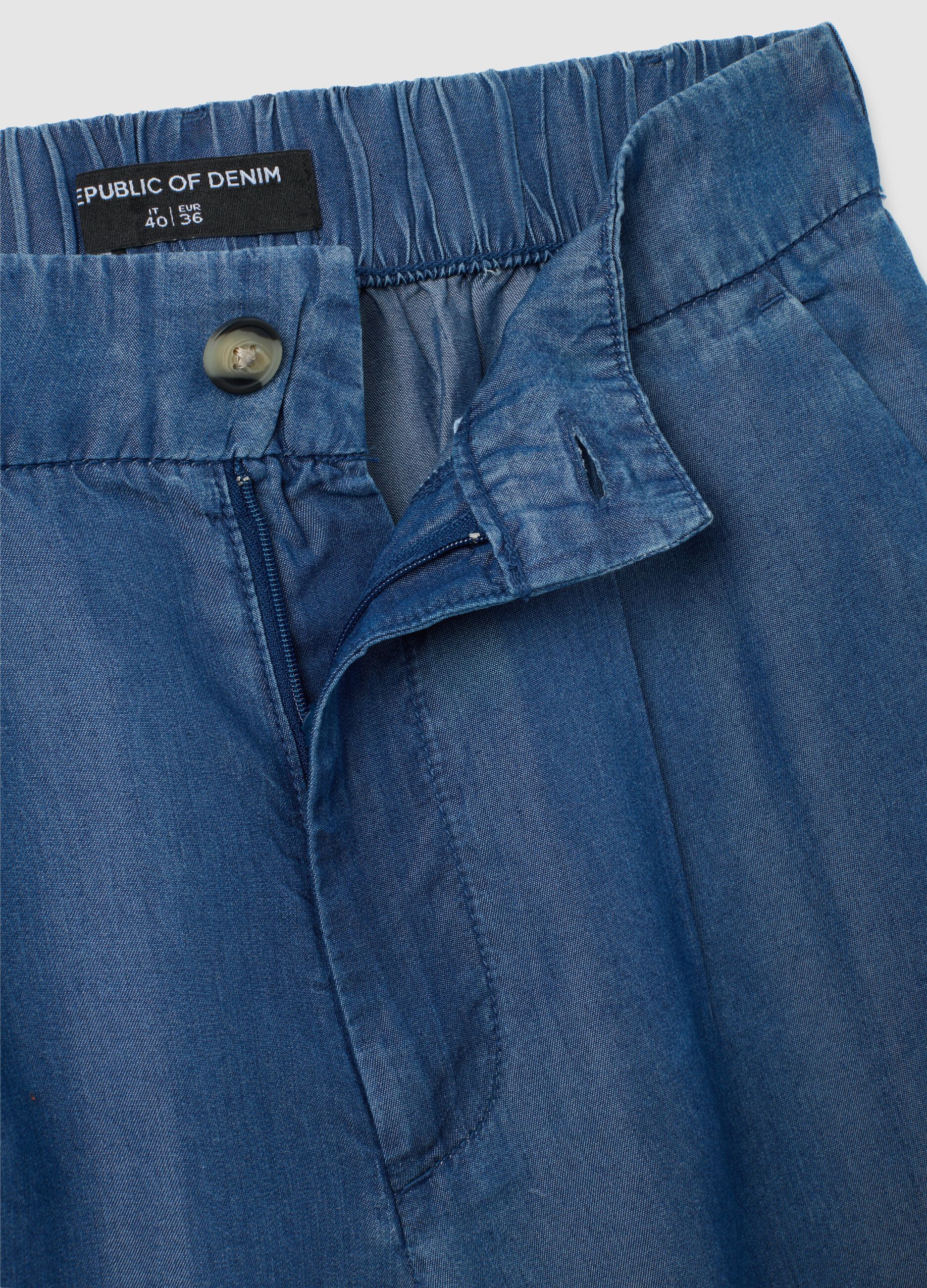 Women's Regular Fit Lyocell Blue Shorts